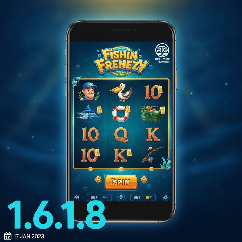 Fishin Frenzy slot by Real Time Gaming displayed on a mobile device in portrait orientation